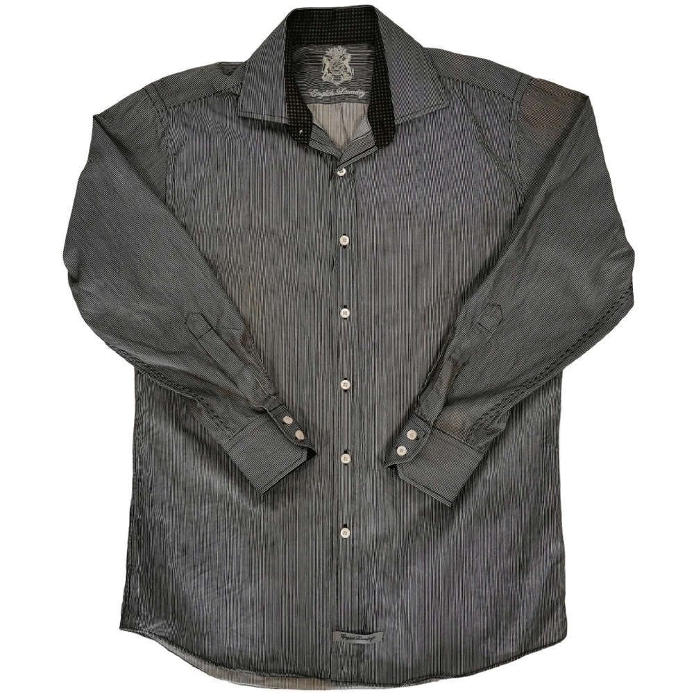 English Laundry Long Sleeve Dress Shirt in Black & White - Sz 15-1/2 or M